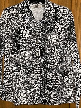 Chicos Design Black & White Animal Print Patterned Long-Sleeve Jacket